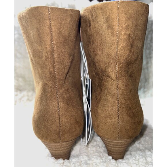 Brown Suede Pointed-Toe Ankle Boots With Memory Foam & Side Zipper Size 7.5 - Picture 3 of 4